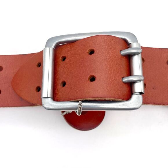 NWT Linea Pelle Brown Genuine Leather Belt Size Small Double Prong Buckle NEW - Picture 6 of 15